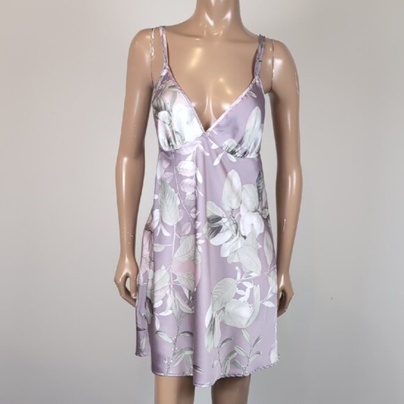 3/$20 La Vie En Rose Satin Floral Cami Nightgown Babydoll Lingerie Slip Dress - Picture 14 of 14